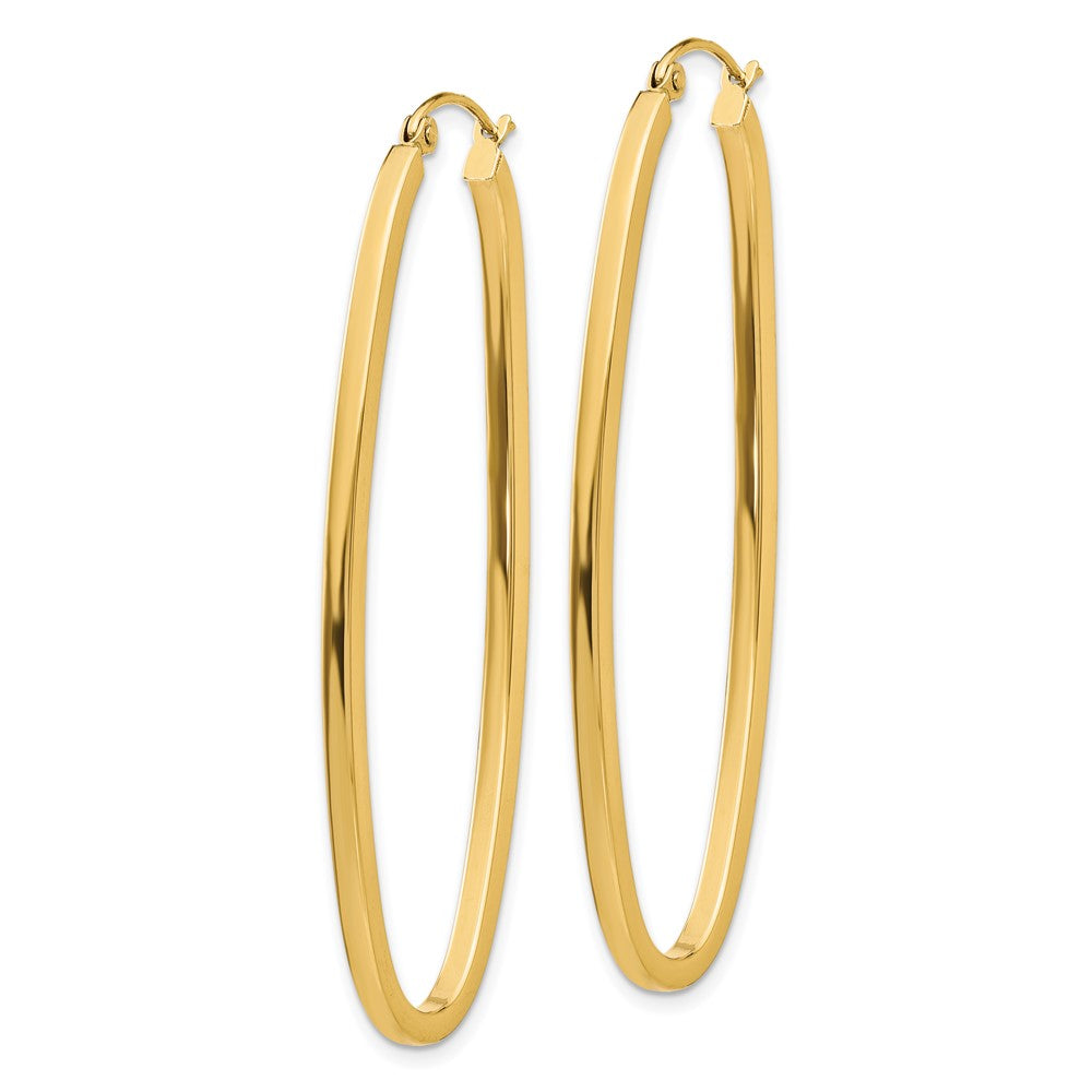 14K Gelbgold 2mm Groß Oval Creolen