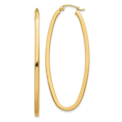 14K Gelbgold 2mm Groß Oval Creolen