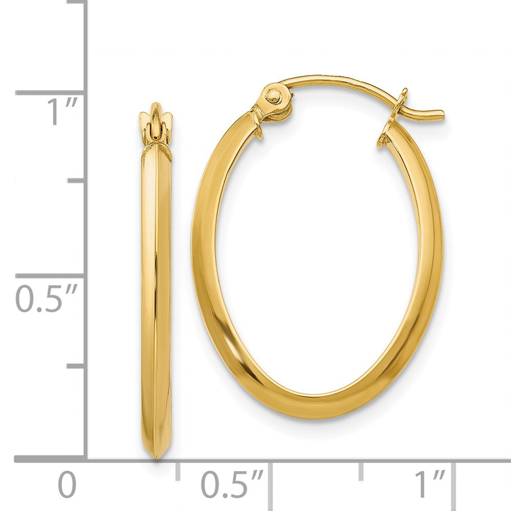 14K Gelbgold 2mm Oval Creolen