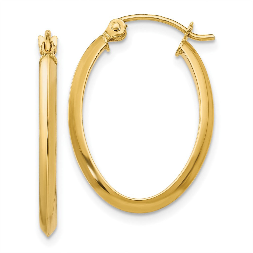 14K Gelbgold 2mm Oval Creolen