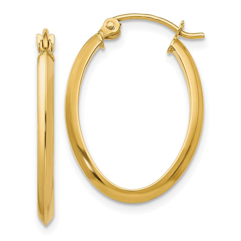 14K Gelbgold 2mm Oval Creolen