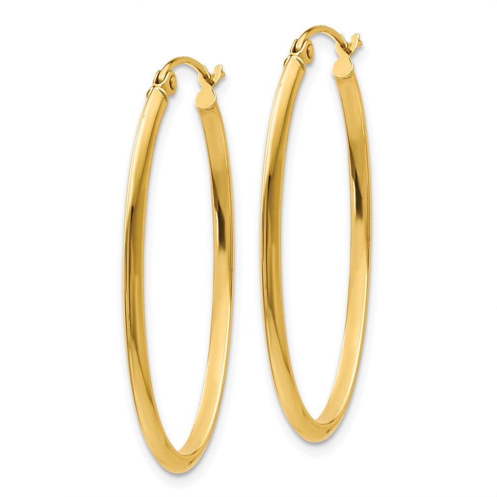 14K Gelbgold 2mm Oval Creolen