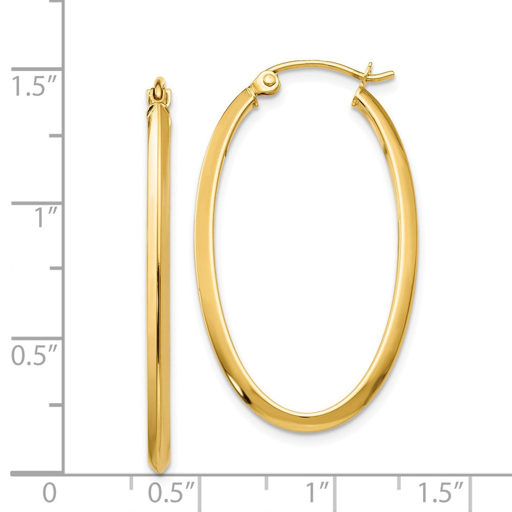 14K Gelbgold 2mm Oval Creolen