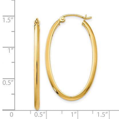 14K Gelbgold 2mm Oval Creolen