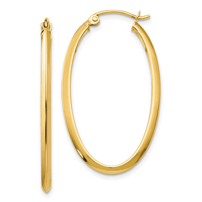 14K Gelbgold 2mm Oval Creolen