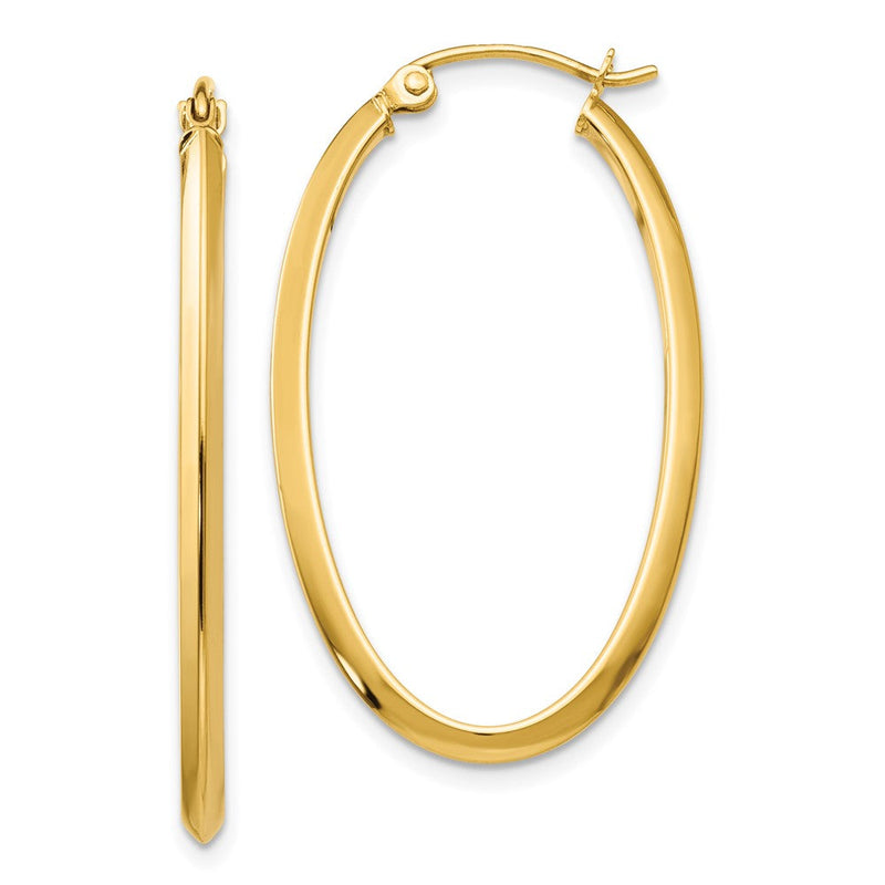 14K Gelbgold 2mm Oval Creolen