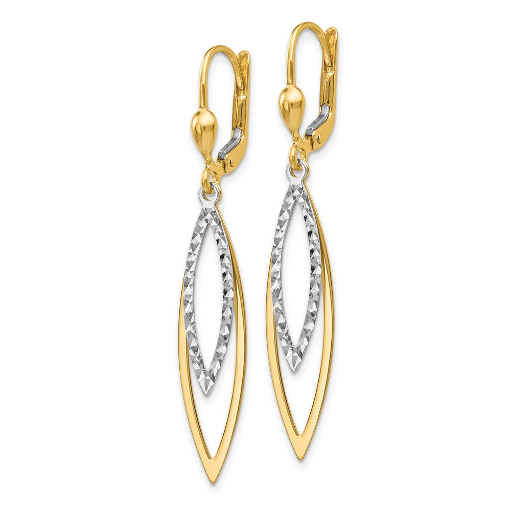 14K Bicolor Diamantiert Ohrhänger mit Brisur
