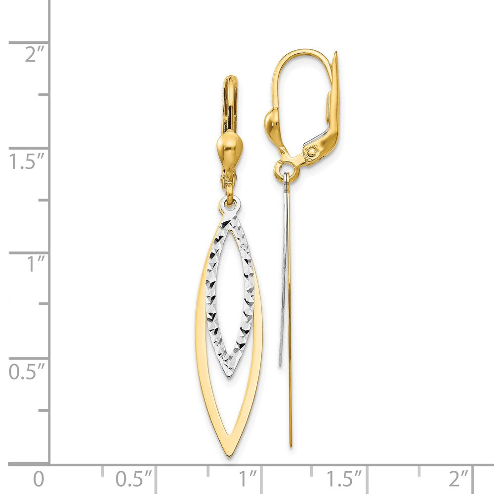 14K Bicolor Diamantiert Ohrhänger mit Brisur