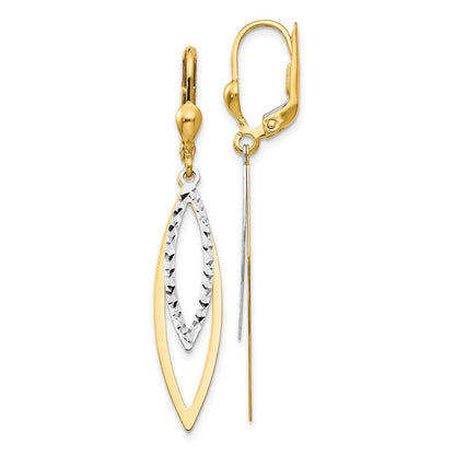 14K Bicolor Diamantiert Ohrhänger mit Brisur
