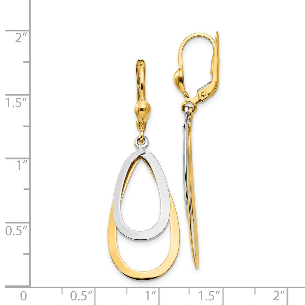 14K Bicolor Oval Brisur Tear Ohrhänger