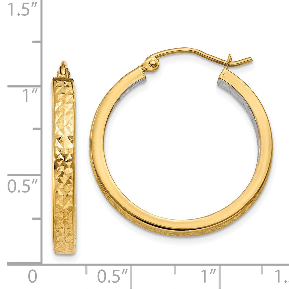 14K Gelb & Rhodium Weiß Licht Quadratisch Diamantiert Creolen