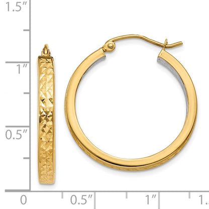 14K Gelb & Rhodium Weiß Licht Quadratisch Diamantiert Creolen
