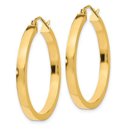 14K Gelbgold 2x3mm Quadratisch Röhre Creolen