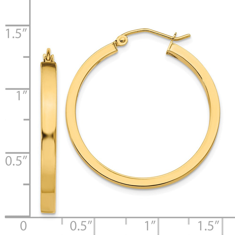 14K Gelbgold 2x3mm Quadratisch Röhre Creolen