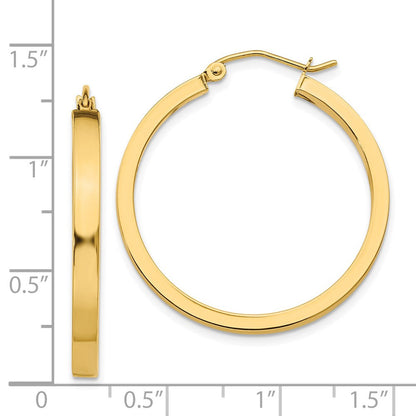 14K Gelbgold 2x3mm Quadratisch Röhre Creolen