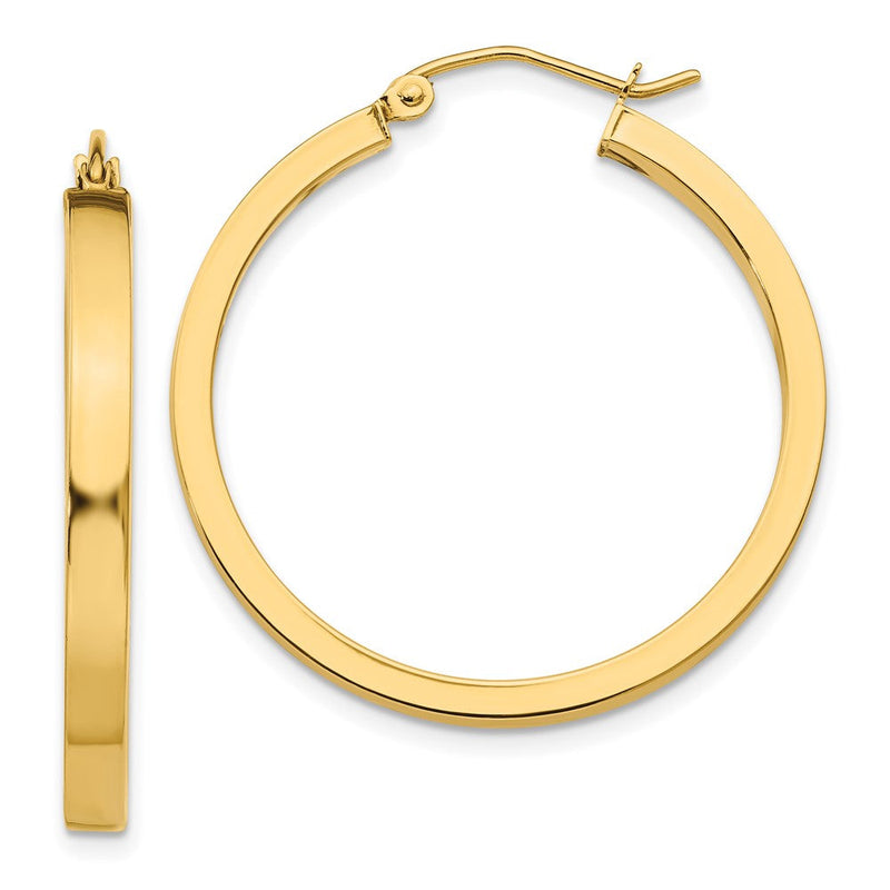 14K Gelbgold 2x3mm Quadratisch Röhre Creolen