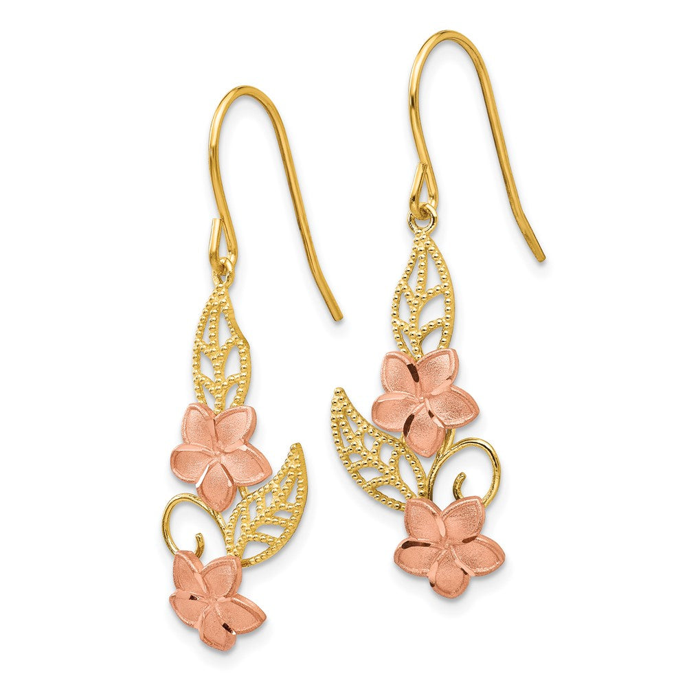 14K Bicolor Fantasie Plumeria Ohrhänger