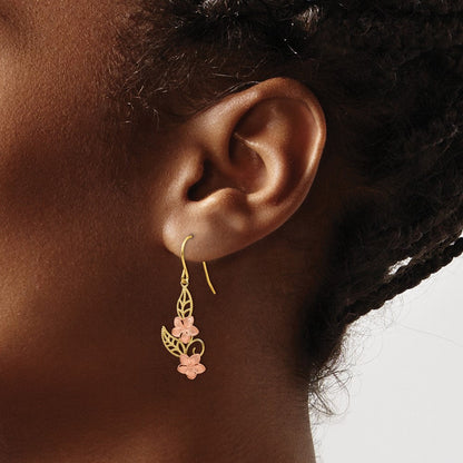 14K Bicolor Fantasie Plumeria Ohrhänger