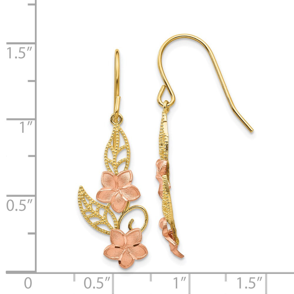 14K Bicolor Fantasie Plumeria Ohrhänger