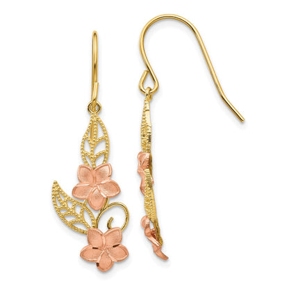 14K Bicolor Fantasie Plumeria Ohrhänger