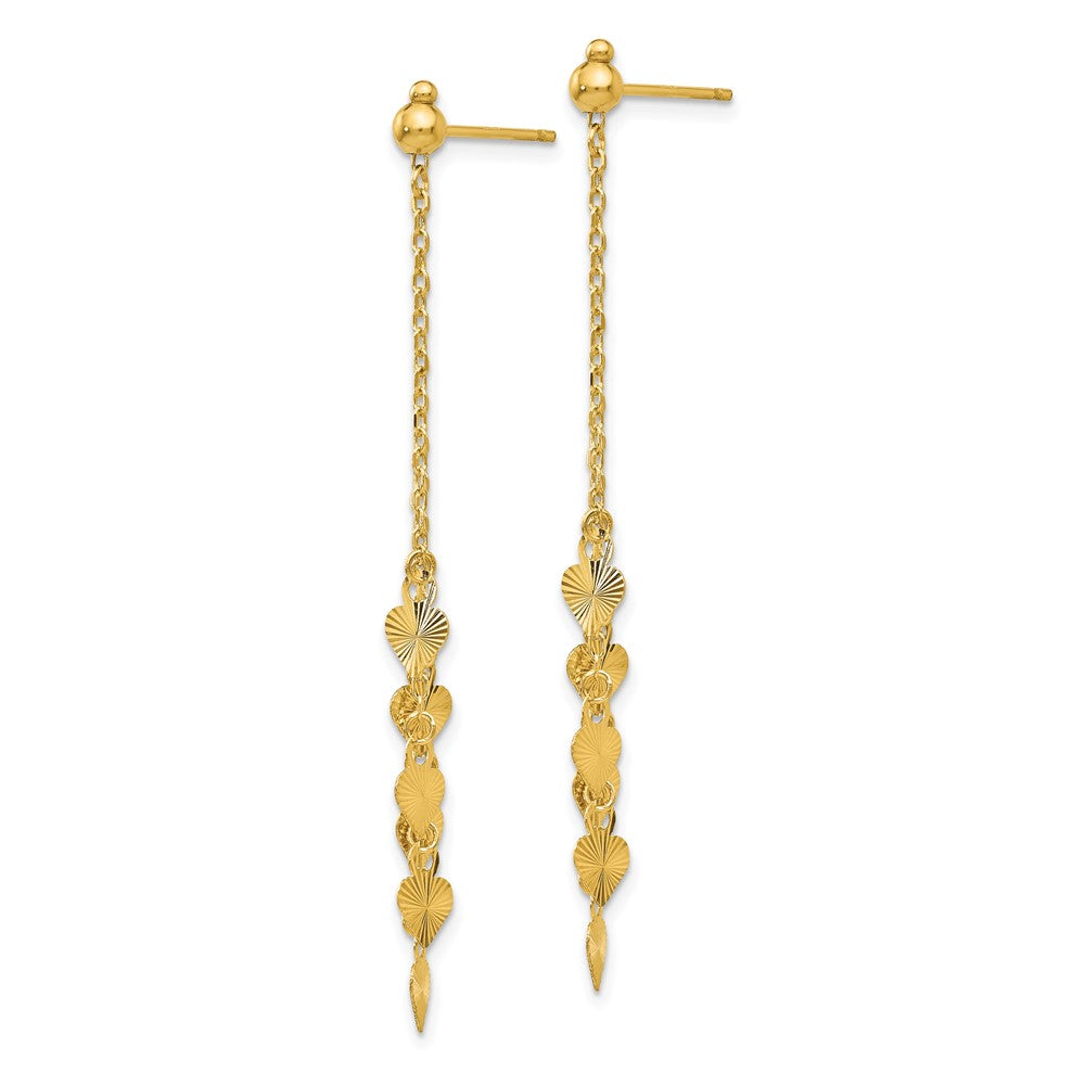 14K Gelbgold Diamantiert Herz Stecker Ohrhänger