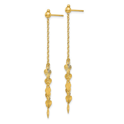 14K Gelbgold Diamantiert Herz Stecker Ohrhänger