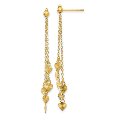 14K Gelbgold Diamantiert Herz Stecker Ohrhänger