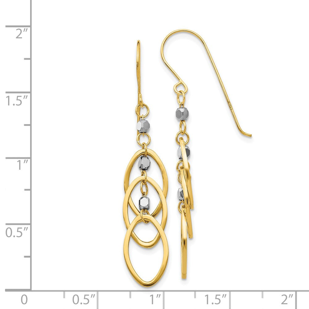 14K Bicolor Oval Gekugelt Ohrhänger