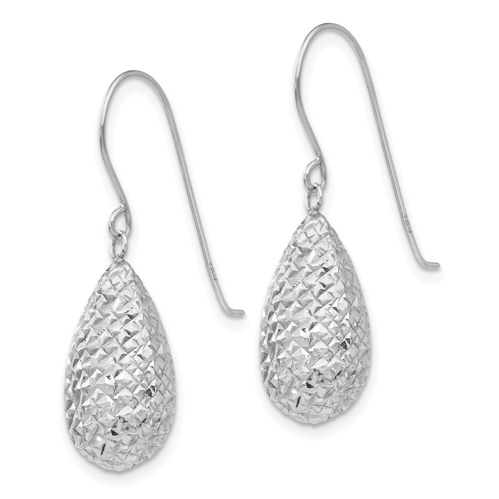 14K Weißgold Puff Tropfen Ohrringe