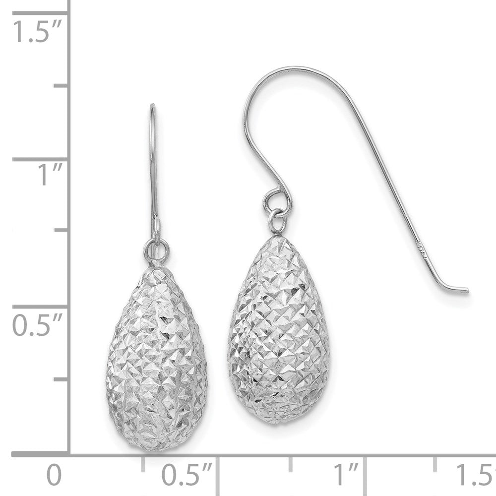 14K Weißgold Puff Tropfen Ohrringe