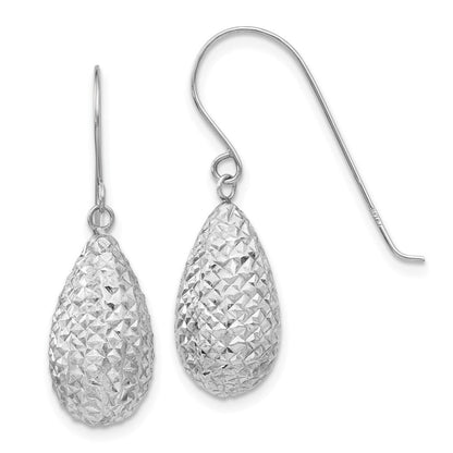 14K Weißgold Puff Tropfen Ohrringe
