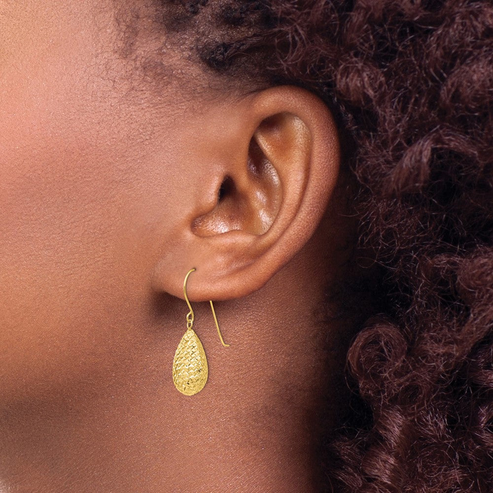 14K Gelbgold Puff Tropfen Ohrringe