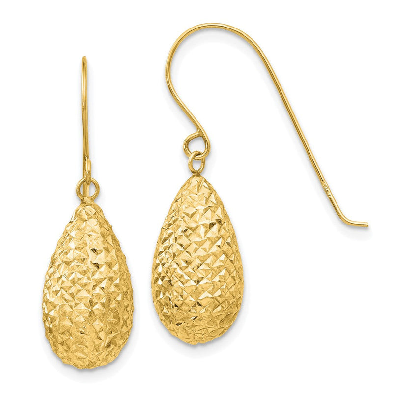 14K Gelbgold Puff Tropfen Ohrringe