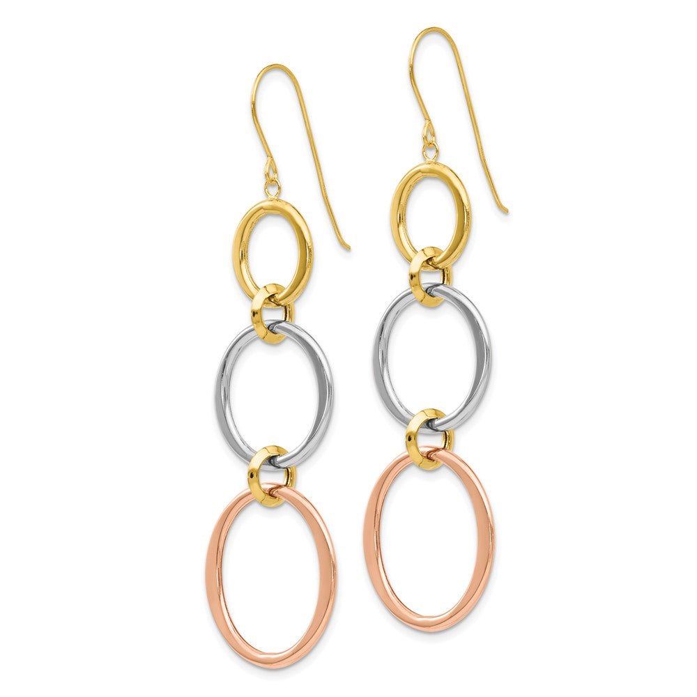 14K Tricolor Dreifach Kreis Ohrhänger