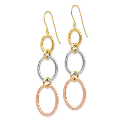 14K Tricolor Dreifach Kreis Ohrhänger
