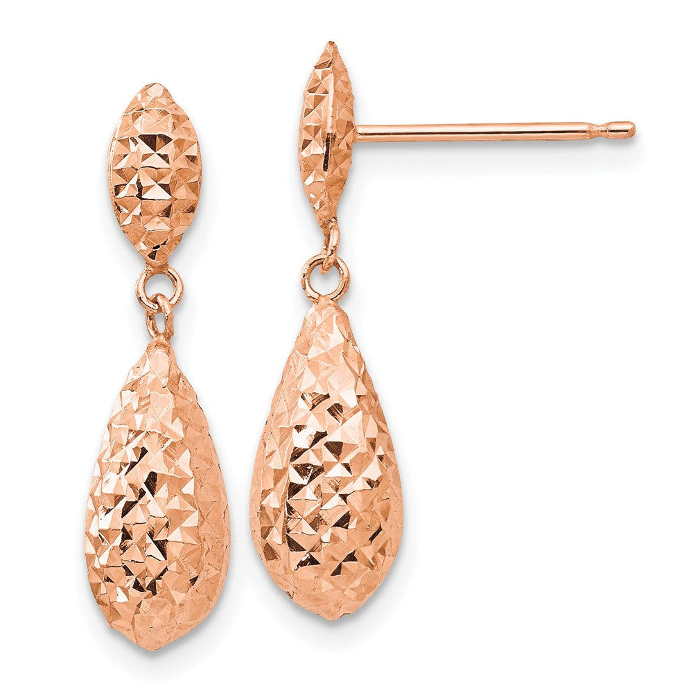 14K Roségold Diamantiert Puff Tropfen Ohrhänger