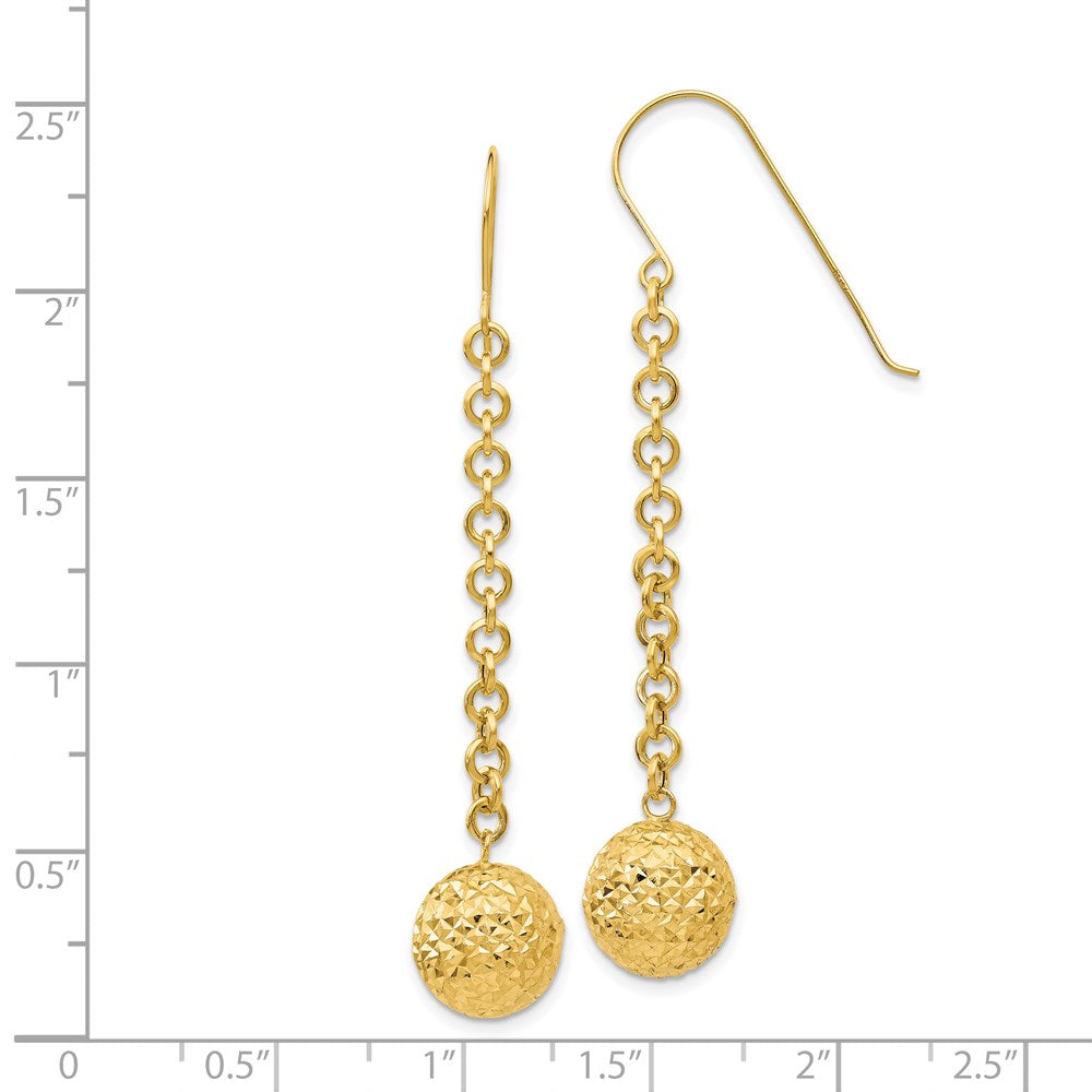 14K Gelbgold Diamantiert Hohl Perle Ohrhänger