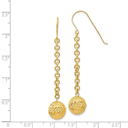 14K Gelbgold Diamantiert Hohl Perle Ohrhänger