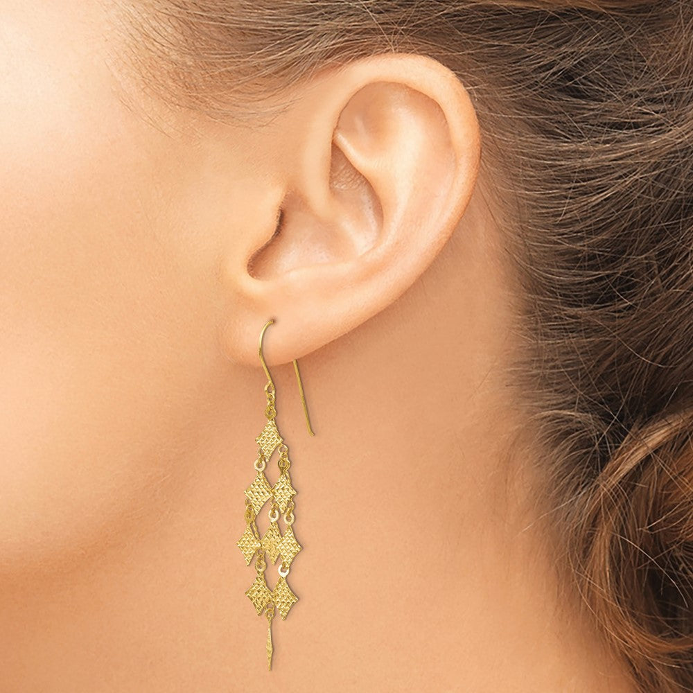 14K Gelbgold Diamantiert Chandelier Ohrringe