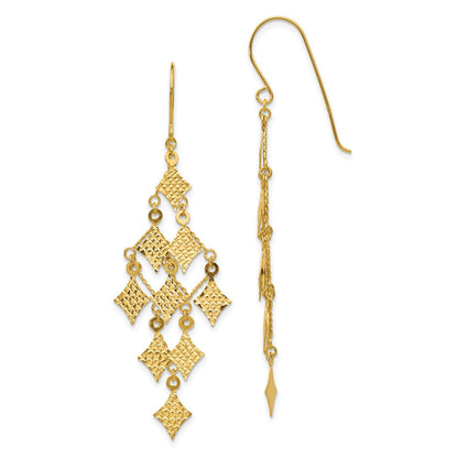 14K Gelbgold Diamantiert Chandelier Ohrringe