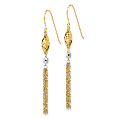 14K Bicolor Perle und Kette Ohrhänger