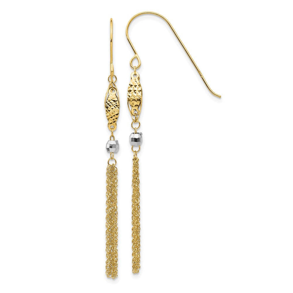 14K Bicolor Perle und Kette Ohrhänger