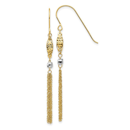 14K Bicolor Perle und Kette Ohrhänger