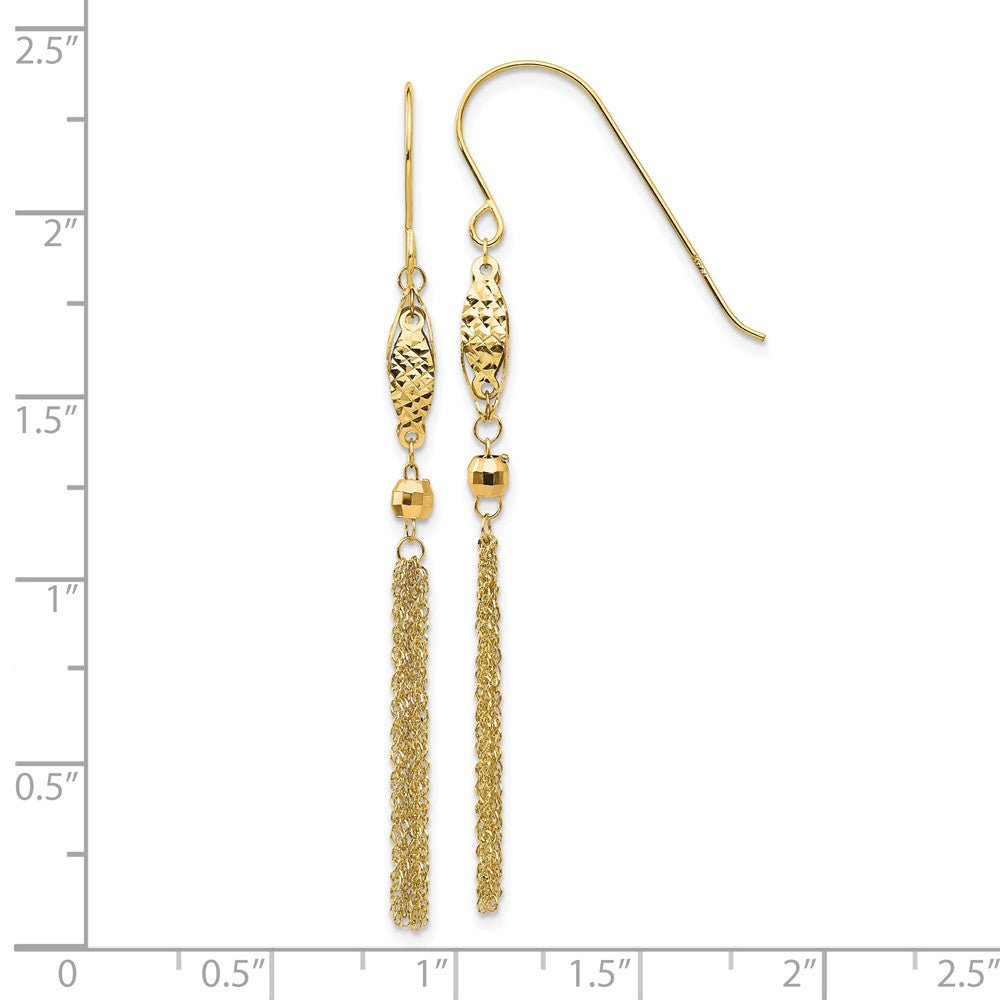 14K Gelbgold Perle und Kette Ohrhänger