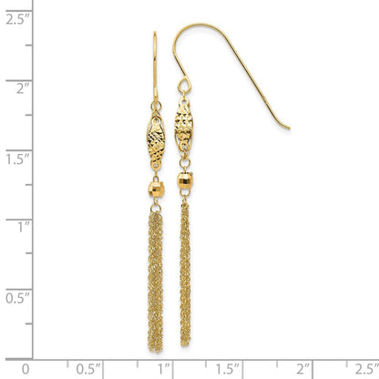 14K Gelbgold Perle und Kette Ohrhänger