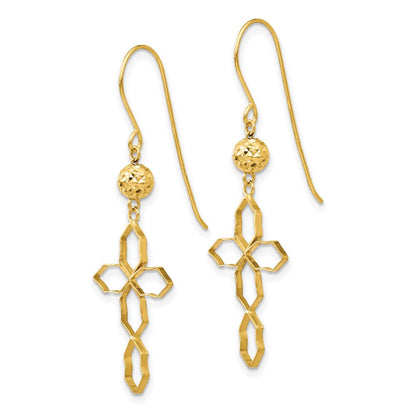 14K Gelbgold Kreuz Ohrringe