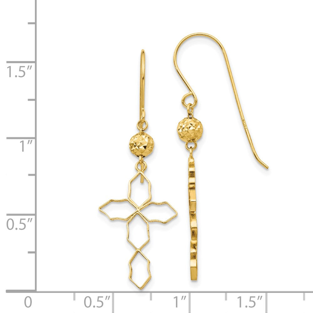 14K Gelbgold Kreuz Ohrringe