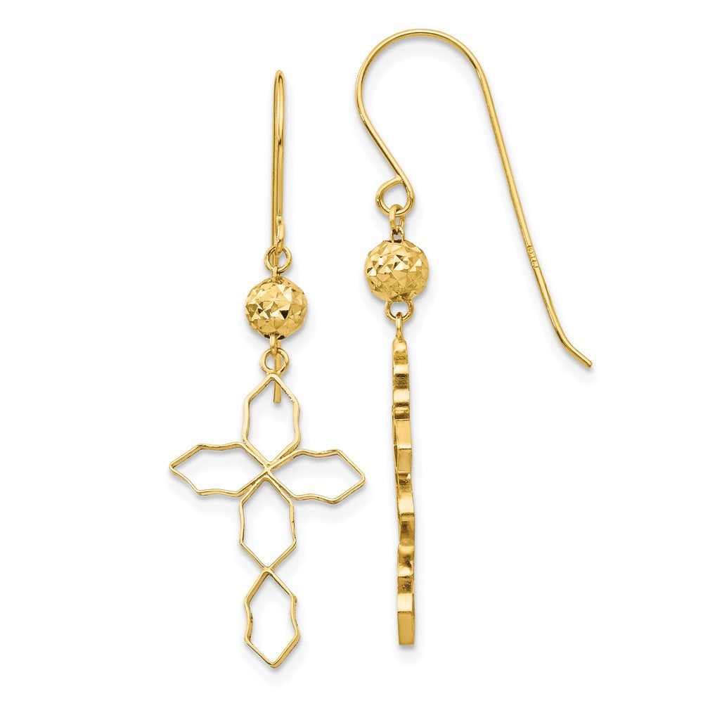 14K Gelbgold Kreuz Ohrringe