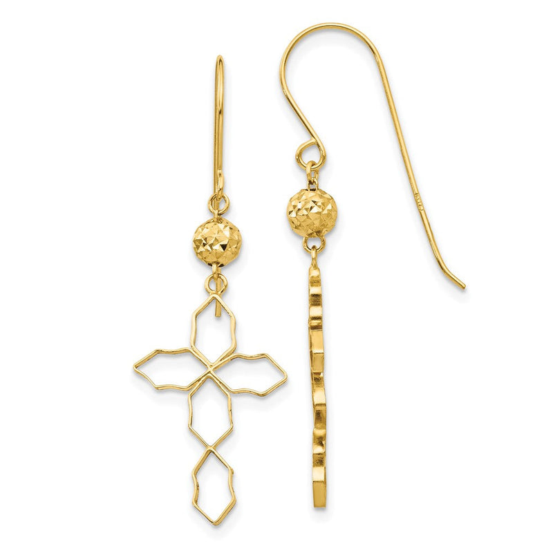 14K Gelbgold Kreuz Ohrringe
