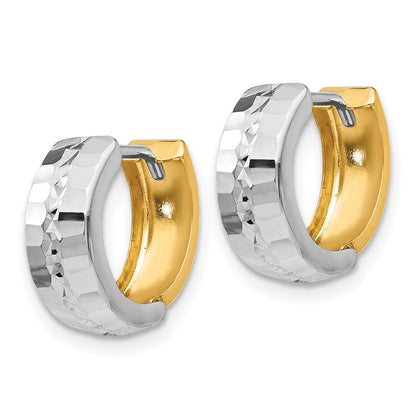 14K Bicolor Strukturiert Klappbar Creolen